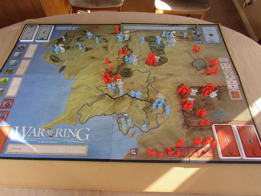 War of the Ring 2nd edition board game showcasing intricate artwork and gameplay